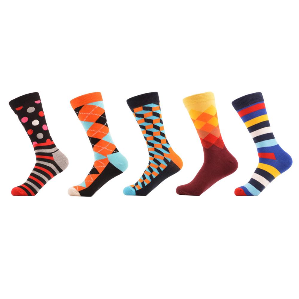 Men's Happy Cotton Blend Geometric Socks 5 Pair – Sock Fetish
