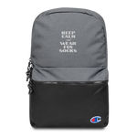 Embroidered Champion Quoted Backpack- Keep Calm