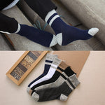 Men's Cotton Stripe Harajuku Skateboard Socks 5 Pairs