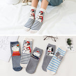 Women's and Girl's Fun Pattern Cotton Ankle Socks 5 Pairs
