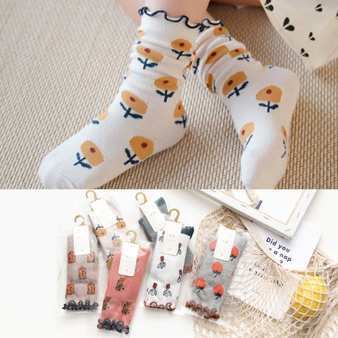 Color Matching Cartoon Children's Pile Socks