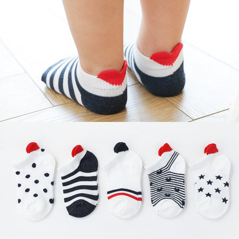 Children's Unisex Cute Red Heart Ankle Socks 5 pair