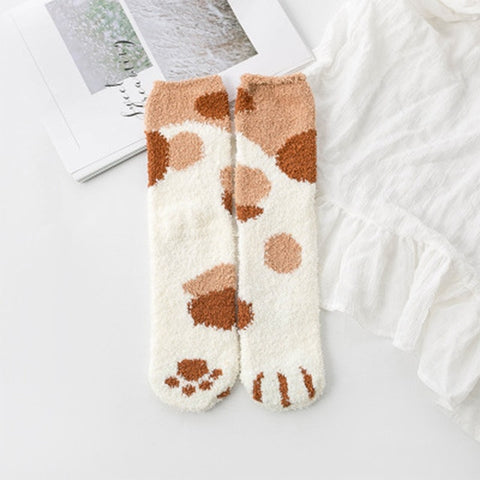 Women's Winter Cotton Fun Cat Paw Print Socks