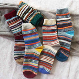 Men's Thick Warm Harajuku Retro Wool Casual Socks 5 Pair Clearance