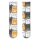 Unisex Cartoon Cat & Dog Print Long Socks