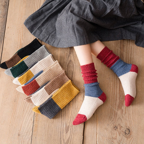 Women's  Patchwork Cotton Socks