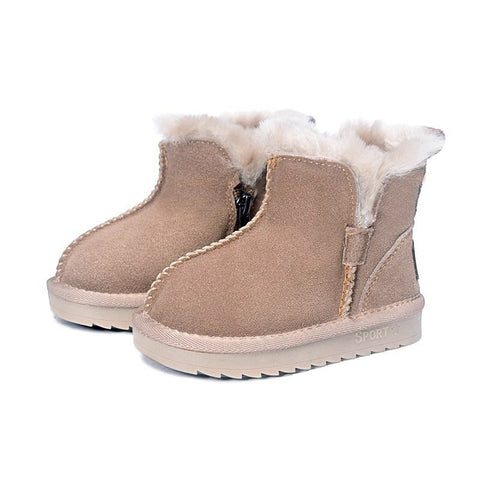Children Genuine Leather & Wool Lining Winter Snow Boots Clearance