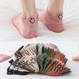 Women's Ankle  Heel Smiling Face Cotton Socks 10 Pairs