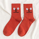 Women's Harajuku Colorful Funny Face Cotton Crew Socks