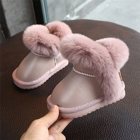 Girl's Leather Princess Plush Winter Boots Clearance