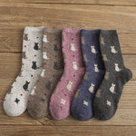 Women's Thick Wool Cute Cat Print Socks Clearance