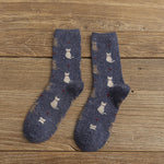Women's Thick Wool Cute Cat Print Socks Clearance