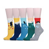 Women Casual Harajuku  Cute Cat Socks 5 Pair